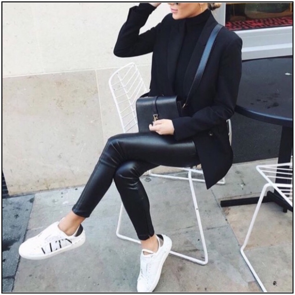 Black Matt Faux Leather Leggings NWT - Picture 6 of 8